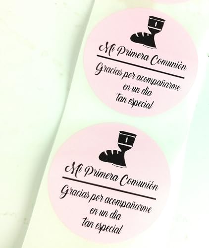 Persönliche Etiketten seit 1999 100 rosa Klebeetiketten für Erstkommunionsdetails, rund 4 cm von Personal Labels