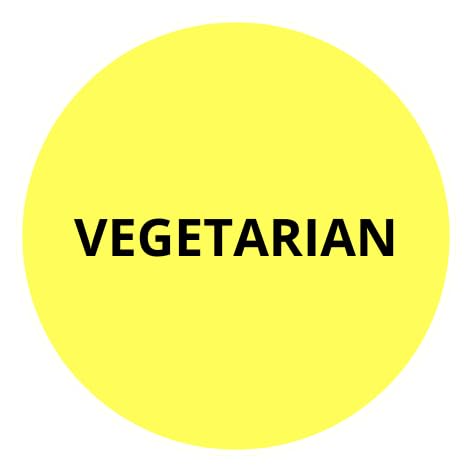Personal Labels since 1999 Klebeetiketten, gelb, 22 mm, 400 Stück, für Lebensmittel, Sandwiches, Fertiggerichte, Pizza, Catering (VEGETARIAN) von Personal Labels