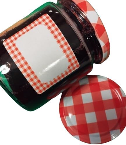 Vichy Klebeetiketten mit roten Karos, 200 Stück, 50 x 37 mm, mit oder ohne Text, für Küchengläser (kein Text) von Personal Labels