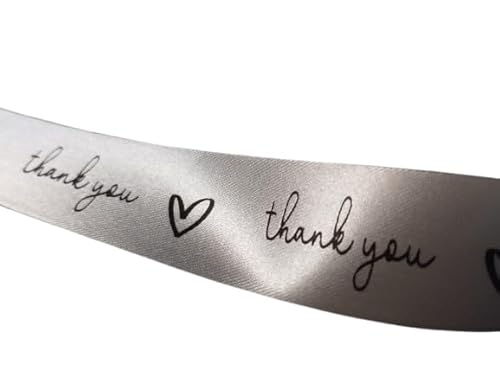 Satinband "Thank You", 2 cm x 9 m, cremefarben von Personal labels since 1999