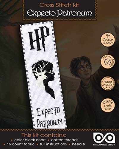 Personalized.Design Kreuzstich-Set, Harry Potter: magische Kreaturen und Objekte – Set mit 5 DIY-Stickerei-Lesezeichen (Expecto Patronum) von Personalized.Design