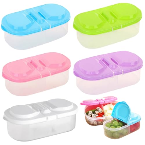 5pcs Snackbehälter mit 2 Fächern, Snackbehälter für Lebensmittellagerung mit Deckel, wiederverwendbarer Plastikkasten tragbarer Gefrierschrank -Lunchbox -Aufbewahrung für Kühlschrankschrank -Snackbeh 5pcs Snackbehälter mit 2 Fächern, Snackbehälter für Lebensmittellagerung mit Deckel, wiederverwendbarer Plastikkasten tragbarer Gefrierschrank -Lunchbox -Aufbewahrung für Kühlschrankschrank -Snackbeh von Perwteriy