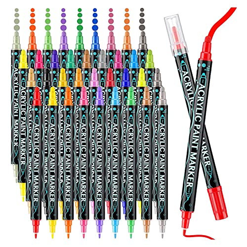 Pesfehhy 36 Farben Acrylfarben-Marker Metallic Classic Colors Pen Doppelspitze Maker Pen für Erwachsene Kinder von Pesfehhy