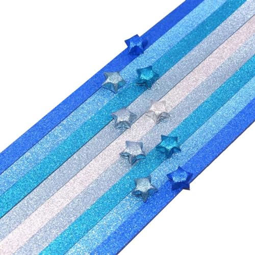 Pesfehhy 520 Blatt Glitzerpapier, Faltpapier, Papierstreifen, Glückssterne, Dekoration, Faltpapier für Handkunst, Hohe Qualität, Einfach zu Verwenden, Blau von Pesfehhy
