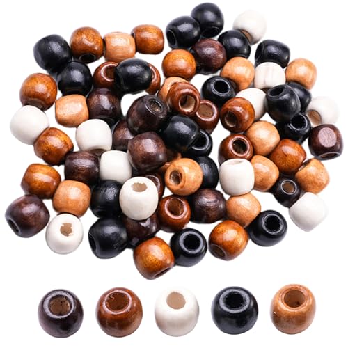 100pcs Holzperlen, 11x12mm große Lochperlen, 5 Farben Bastelmittel für DIY, Haarflechten, Makrame, Schmuckzubehör 100pcs Holzperlen, 11x12mm große Lochperlen, 5 Farben Bastelmittel für DIY, Haarflechten, Makrame, Schmuckzubehör von Pesoncarl