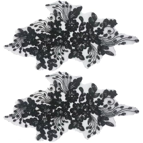 2pcs Spitzenapplikation, 11, 4 x 5, 5 Zoll Polyester Blumenapplikation, Stickfelder für Hochzeitskleidernähung, Handwerks -DIY, Kleidung, Haarverzierungen von Pesoncarl