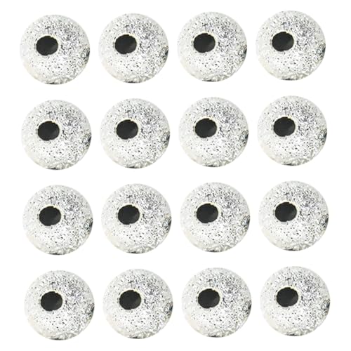 8 mm silberisch plattierte Abstandshalterperlen Glitzerfolie Look -Runden -Perlenperlen mit Loch für Handwerksschmuck - 50pcs, Perlenjudenfalle -Making von Pesoncarl