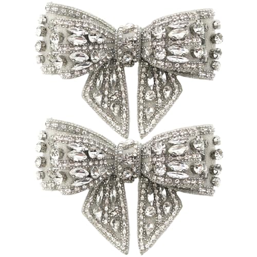 Bow Patch 2pcs Kristall Strassbeule DIY Dekorative Applikationen 4.3x3.1in Dekor für Schuhe Socken Hüte Kleidung Frisur, Heimküche von Pesoncarl