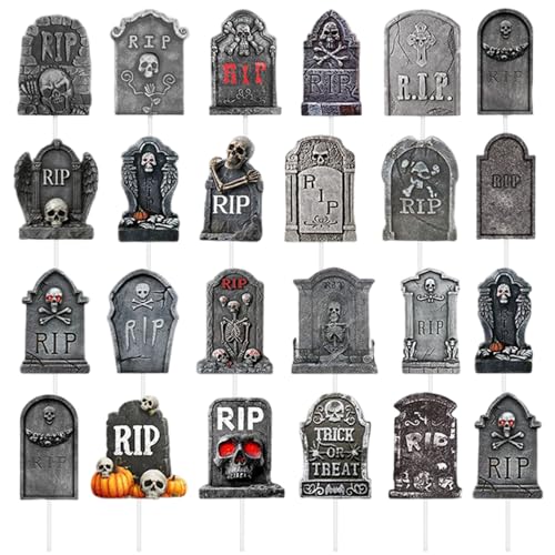 Halloween Cupcake Toppers 24pcs Gürtelte Grabstein Cupcake Toppers Friedhof Halloween Kuchen Dekorationen Vorspeise Picks für Partyzubehör Halloween Cupcake Toppers 24pcs Gürtelte Grabstein Cupcake Toppers Friedhof Halloween Kuchen Dekorationen Vorspeise Picks für Partyzubehör von Pesoncarl