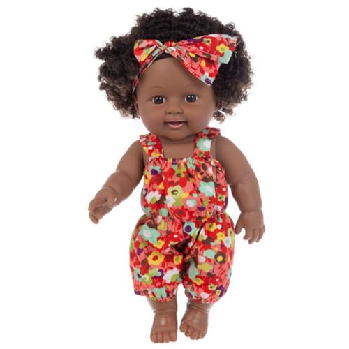 Pesoncarl Schwarze Babypuppen, 12 Zoll bewegliche Joint African American Babypuppe, realistische Puppe mit lockigem Haar und tragbare Kleidung für Kindergeschenk, rot Pesoncarl Schwarze Babypuppen, 12 Zoll bewegliche Joint African American Babypuppe, realistische Puppe mit lockigem Haar und tragbare Kleidung für Kindergeschenk, rot von Pesoncarl