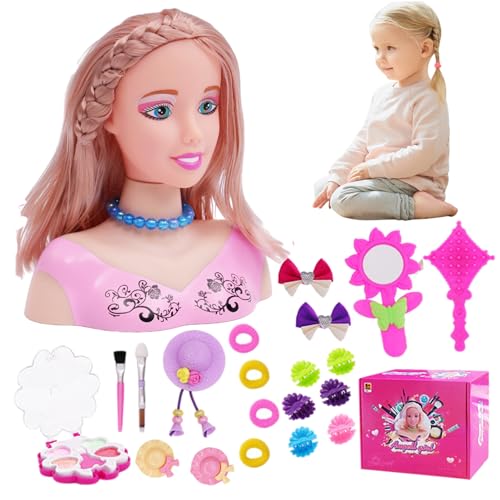 Puppenkopf für Haarstyling 35pcs/Set Simuliertes Styling -Kopfpuppe für Kinder imaginativ und Make -up Lernen tun, um Spielzeug für Mädchen, Geschenke für Mädchen, Set 2, Spielzeug zu spielen von Pesoncarl