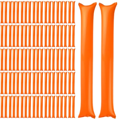 Thunder Sticks 100 PCs Boom Stick aufblasbare Spirit Sticks Cheerleading Plastic Boom Stick Lärmhersteller für Sportveranstaltungen Tanz Basketball Fußball Orange, Sport von Pesoncarl