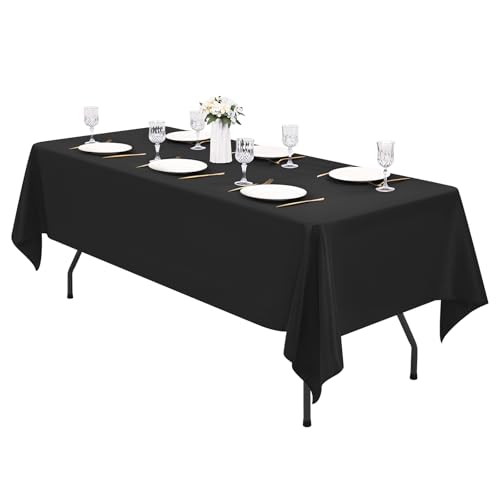 1 Packung Schwarze Polyester-Tischdecke, 153 x 320 cm Schwarze Rechteck Tischdecke, waschbar, Tischdecken aus Polyesterstoff, Tischdecke für Hochzeit, Party, Bankett, Buffet, Urlaub, Abendessen 1 Packung Schwarze Polyester-Tischdecke, 153 x 320 cm Schwarze Rechteck Tischdecke, waschbar, Tischdecken aus Polyesterstoff, Tischdecke für Hochzeit, Party, Bankett, Buffet, Urlaub, Abendessen von Pesonlook