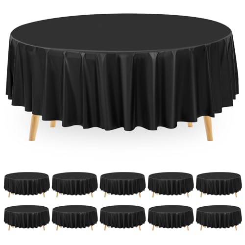10 Stück Schwarze runde Kunststoff-Tischdecke, 213,4 cm, runde Einweg-Tischdecke für 1,8 m große runde Tische, runde Kunststoff-Tischdecke für Picknick, Party, Geburtstag, Hochzeit, Geburtstag 10 Stück Schwarze runde Kunststoff-Tischdecke, 213,4 cm, runde Einweg-Tischdecke für 1,8 m große runde Tische, runde Kunststoff-Tischdecke für Picknick, Party, Geburtstag, Hochzeit, Geburtstag von Pesonlook