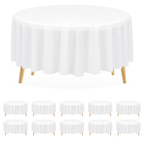 Pesonlook 10 Stück weiße runde Kunststoff-Tischdecke, 213,4 cm, runde Einweg-Tischdecke für 1,8 m große runde Tische, runde Kunststoff-Tischdecke für Picknick, Party, Geburtstag, Hochzeit, Geburtstag Pesonlook 10 Stück weiße runde Kunststoff-Tischdecke, 213,4 cm, runde Einweg-Tischdecke für 1,8 m große runde Tische, runde Kunststoff-Tischdecke für Picknick, Party, Geburtstag, Hochzeit, Geburtstag von Pesonlook