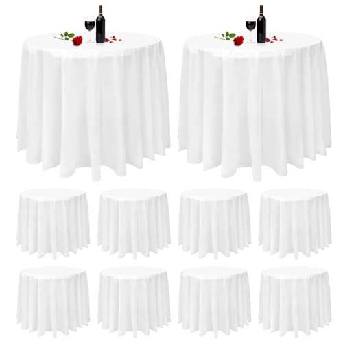 10 Stück weiße runde Tischdecke 84" Kunststoff Einweg-Tischdecke für runde Tischdecke für Picknick, Grillen, Party, Geburtstag, Hochzeit, Bankett, im Freien 10 Stück weiße runde Tischdecke 84" Kunststoff Einweg-Tischdecke für runde Tischdecke für Picknick, Grillen, Party, Geburtstag, Hochzeit, Bankett, im Freien von Pesonlook