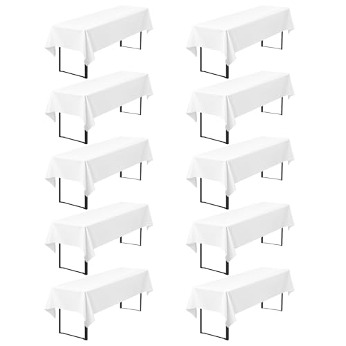 10er Pack Biertischdecken 260x110 cm, Weiß – Undurchsichtige Polyester-Tischdecken, waschbar für Festzelte & Outdoor (Weiß) von Pesonlook