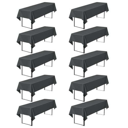 10er-Pack Premium Bierzelt-Tischdecke 260 x 110 cm, Dunkelgrau Biertischdecken für Bierzeltgarnitur, blickdichte Polyester-Biertischdecken, waschbare Tischhussen für Bankette im Freien (Dunkelgrau) von Pesonlook