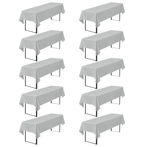 10er-Pack Premium Bierzelt-Tischdecke 260 x 110 cm, Hellgrau Biertischdecken für Bierzeltgarnitur, blickdichte Polyester-Biertischdecken, waschbare Tischhussen für Bankette im Freien (Hellgrau) von Pesonlook