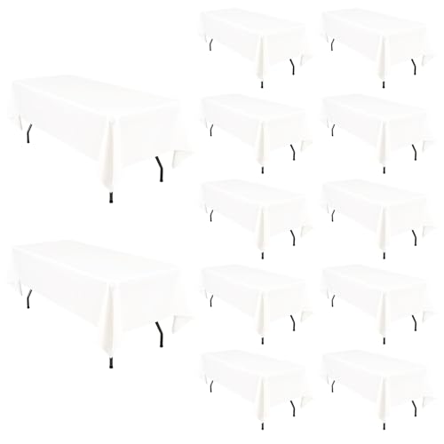 12 Packungen Elfenbeinfarbene Polyester-Tischdecken, 153 x 260cm für 6Fuß/1,8m große rechteckige Tische, waschbare rechteckige Polyester-Tischdecke für Hochzeit, Bankett, Veranstaltung, Party von Pesonlook