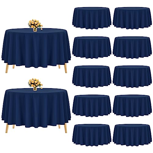 12 Stück Runde Tischdecke, Marineblau Polyester 228 cm waschbar runde Tischdecke für Hochzeit, Party, Bankett, Esszimmer, Buffet von Pesonlook