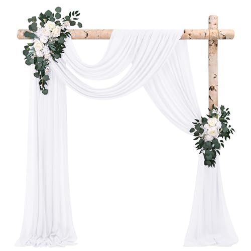 2 Paneele Hochzeitsbogen Querbehang Drapierstoff,73cm x 610cm weißer Chiffon-Stoff Transparenter Tüll Hintergrund Vorhang Kulissenvorhänge für Fotografie Bogen Bühne Party Hochzeit Torbogen Zeremonie 2 Paneele Hochzeitsbogen Querbehang Drapierstoff,73cm x 610cm weißer Chiffon-Stoff Transparenter Tüll Hintergrund Vorhang Kulissenvorhänge für Fotografie Bogen Bühne Party Hochzeit Torbogen Zeremonie von Pesonlook