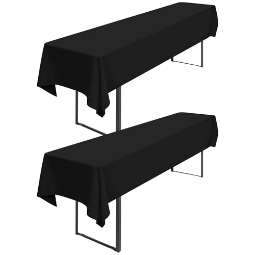 2 Stück Schwarze Biertischtischdecke, 250 x 100 cm, Biertischhusse Universal für 50 cm und 70 cm Biertisch, waschbar, Polyester, rechteckige Tischdecke für Partys im Freien, Bankette 2 Stück Schwarze Biertischtischdecke, 250 x 100 cm, Biertischhusse Universal für 50 cm und 70 cm Biertisch, waschbar, Polyester, rechteckige Tischdecke für Partys im Freien, Bankette von Pesonlook