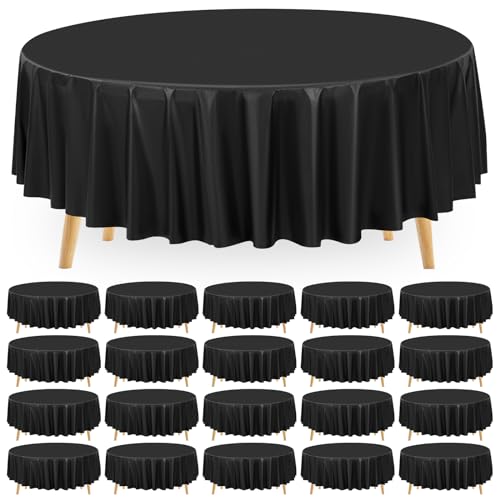 20 Stück Schwarze Runde Kunststoff-Tischdecken, 213,4 cm, Einweg für 1,8 m Große Tische, Picknick-Partys, Hochzeiten, Geburtstage 20 Stück Schwarze Runde Kunststoff-Tischdecken, 213,4 cm, Einweg für 1,8 m Große Tische, Picknick-Partys, Hochzeiten, Geburtstage von Pesonlook