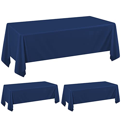 2Pack Marineblaue Tischdecken für 6 Fuß Rechteck Tische 153 x 260 cm Rechteck Tischtuch Polyester Stoff waschbar Tischtuch für Hochzeit Empfang Bankett Party Restaurant von Pesonlook