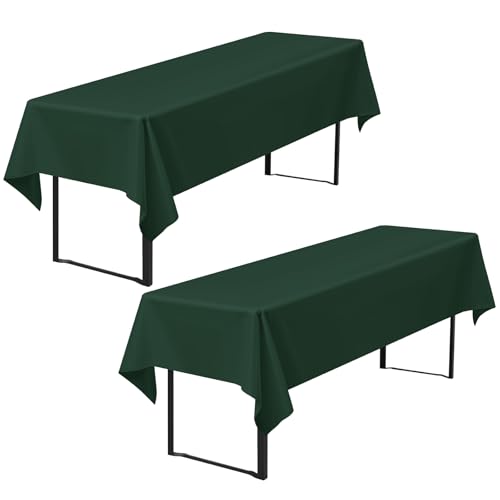 2er-Pack Biertisch Tischdecke, dunkelgrüne Biertischdecke, 260 x 110 cm Bierzeltdecke, strapazierfähige Polyester-Tischdecke, waschbare Tischdecke für Gartenparty, Geburtstagsfeier (Dunkelgrün) von Pesonlook