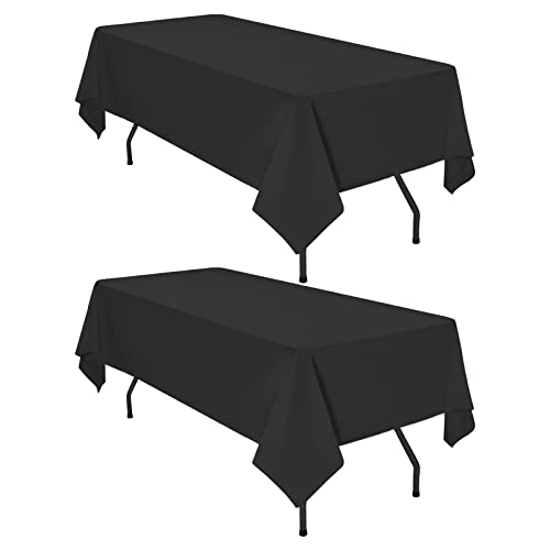 2er-Pack Schwarze rechteckige Polyester-Tischdecken, 153×320cm für 8-Fuß-Rechtecktische, Polyester-Tischdecke, knitterfrei, waschbare Tischdecke für Hochzeitsempfang, Bankettparty von Pesonlook