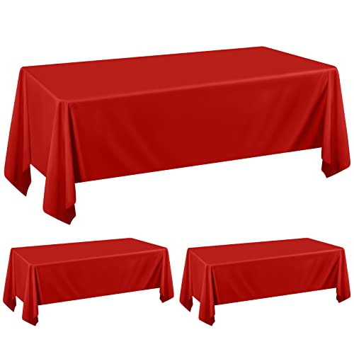 2er-Pack rote rechteckige Tischdecke, 153 x 260 cm Tischdecke für 6-Fuß-Tische, Tischdecke aus Polyestergewebe, Flecken- und knitterfest, waschbar, Tischdecke für Hochzeit, Bankett, Party von Pesonlook