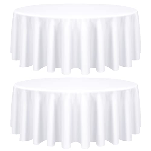 2er-Pack runde Tischdecke, weiße runde Tischdecke, 304cm runde Tischdecke, Tischwäsche, waschbare Tischdecke aus Polyestergewebe für Hochzeiten, Bankette oder Restaurants (weiß) von Pesonlook