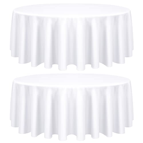 2er-Pack runde Tischdecke, weiße runde Tischdecke, 305cm runde Tischdecke, Tischwäsche, waschbare Tischdecke aus Polyestergewebe für Hochzeiten, Bankette oder Restaurants (weiß) von Pesonlook