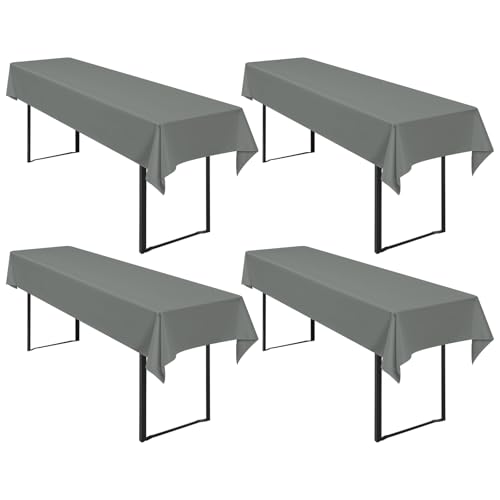 4 Stück Biertisch Tischdecke Dunkelgrau, Biertisch Cover Universell für 50 cm und 70 cm Biertisch, Waschbar Polyester Rechteckige Tischdecke für Partys im Freien, Bankette (250 x 100 cm) von Pesonlook