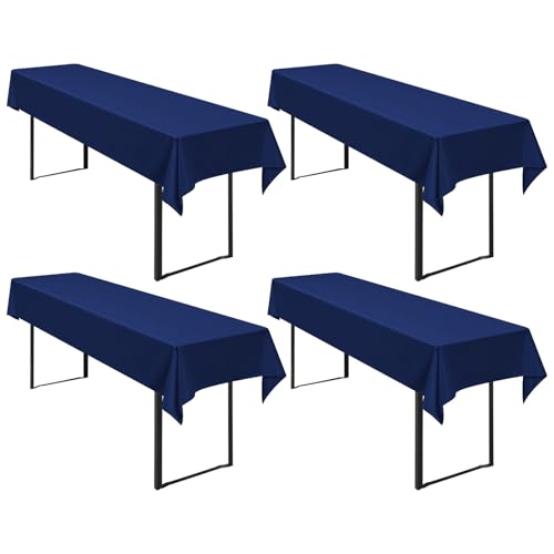 4 Stück Biertisch Tischdecke Marineblau, Biertisch Cover Universell für 50 cm und 70 cm Biertisch, Waschbar Polyester Rechteckige Tischdecke für Partys im Freien, Bankette (250 x 100 cm) von Pesonlook