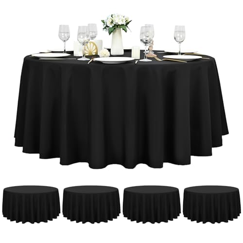 4 Stück Schwarze Runde Tischdecke 228 cm Tischtuch Polyester Goldtischdeckel für runde Tische wasserdichte färbungsfeste waschbare runde Tischabdeckung für Hochzeitsfeier -Buffet Camping 4 Stück Schwarze Runde Tischdecke 228 cm Tischtuch Polyester Goldtischdeckel für runde Tische wasserdichte färbungsfeste waschbare runde Tischabdeckung für Hochzeitsfeier -Buffet Camping von Pesonlook