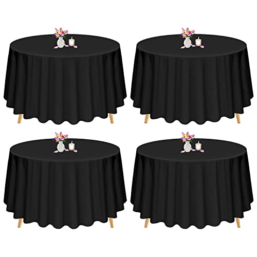 4 Stück runde Tischdecken 275 cm Polyester-Tischdecke, runde Polyester-Tischdecke,Knitter- und schmutzabweisend, Tischdecken für Hochzeit,Party,Empfang, Esszimmer,Bankett, Buffet, Outdoor (schwarz) von Pesonlook