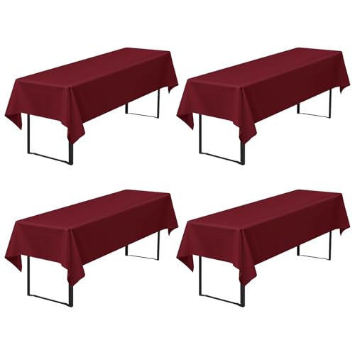 4er-Pack Premium Biertischdecken 260 x 110 cm, Burgunder Biertischdecken für Bierzeltgarnitur, blickdichte Polyester-Biertischdecken, waschbare Tischhussen für Bankette im Freien (Burgunder) von Pesonlook