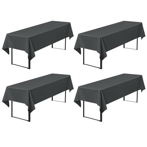 4er-Pack Premium Biertischdecken 260 x 110 cm, Dunkelgrau Biertischdecken für Bierzeltgarnitur, blickdichte Polyester-Biertischdecken, waschbare Tischhussen für Bankette im Freien (Dunkelgrau) von Pesonlook