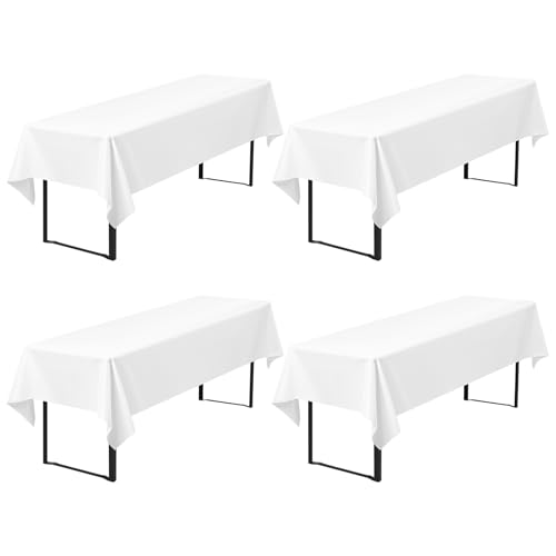 4er-Pack Premium Bierzelt-Tischdecke 260 x 110 cm, Weiß Biertischdecken für Bierzeltgarnitur, blickdichte Polyester-Biertischdecken, waschbare Tischhussen für Bankette im Freien (Weiß) von Pesonlook