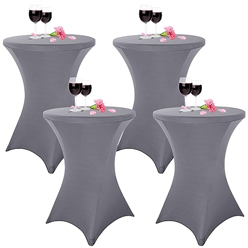 4er-Set Stretch Stehtisch Husse für Bistrotisch Ø 80-85 cm hellgrau, taillierter hoher Tisch, Cocktail-Tischdecke für Bar, Hochzeit, Cocktailparty, Bankett (hellgrau) von Pesonlook