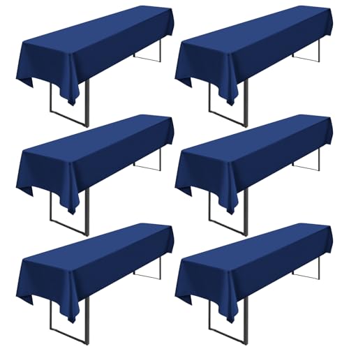 6 Stück Marineblaue Biertischtischdecke, 250 x 100 cm, Biertischhusse Universal für 50 cm und 70 cm Biertisch, Waschbar Polyester Rechteckige Tischdecke für Partys im Freien, Bankette (250 x 100 cm) von Pesonlook