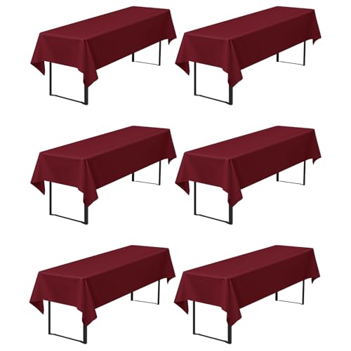 6er-Pack Premium Bierzelt-Tischdecke 260 x 110 cm, Burgunder Biertischdecken für Bierzeltgarnitur, blickdichte Polyester-Biertischdecken, waschbare Tischhussen für Bankette im Freien (Burgunder) von Pesonlook