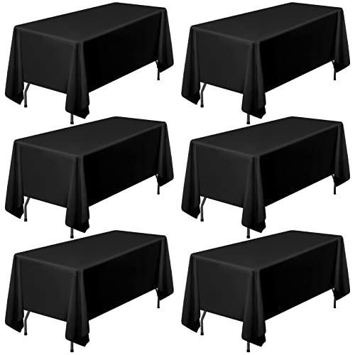 6er-Pack Schwarze Polyester-Tischdecken 153×260cm für 6 Fuß rechteckige Tische Polyester-Tischdecke, Flecken- und knitterfest, waschbare Tischdecke für Hochzeitsempfang, Bankettparty von Pesonlook