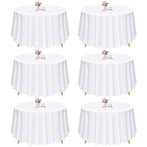 6er-Pack runde Tischdecke, weiße runde Tischdecke, 305cm-runde Tischdecke, Tischwäsche, waschbare Tischdecke aus Polyestergewebe für Hochzeiten, Bankette oder Restaurants (weiß) von Pesonlook