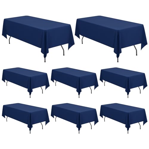 8 Packungen Marineblau Polyester-Tischdecken, 153 x 320 cm Waschbare rechteckige Polyester-Tischdecke für 2,4 m große rechteckige Tische für Hochzeit, Bankett, Veranstaltung, Party von Pesonlook