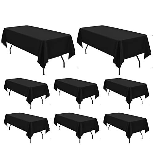 8 Packungen Schwarze Polyester Tischdecken 153 x 320 cm für 2,4m/8 Fuß -Rechtecktische waschbarer Tischdeckel schwarzer Tischabdeckung für Hochzeit, Bankett, Veranstaltung, Party von Pesonlook