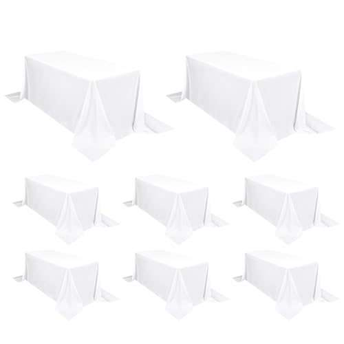 8 Packungen Weiß Polyester-Tischdecken, 229 x 335 cm, für 2,4 M rechteckige Tische, waschbar, rechteckig, Polyester-Tischdecke für Hochzeit, Bankett, Event, Party 8 Packungen Weiß Polyester-Tischdecken, 229 x 335 cm, für 2,4 M rechteckige Tische, waschbar, rechteckig, Polyester-Tischdecke für Hochzeit, Bankett, Event, Party von Pesonlook