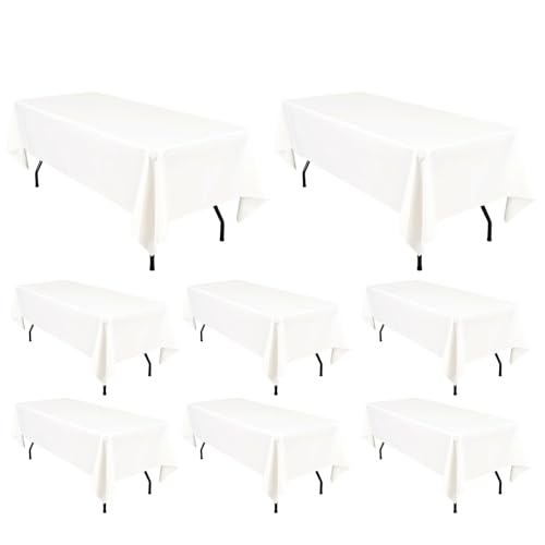 8 Packungen elfenbeinfarbene Polyester-Tischdecken, 153 x 260cm für 6Fuß/1,8m große rechteckige Tische, waschbare rechteckige Polyester-Tischdecke für Hochzeit, Bankett, Veranstaltung, Party 8 Packungen elfenbeinfarbene Polyester-Tischdecken, 153 x 260cm für 6Fuß/1,8m große rechteckige Tische, waschbare rechteckige Polyester-Tischdecke für Hochzeit, Bankett, Veranstaltung, Party von Pesonlook